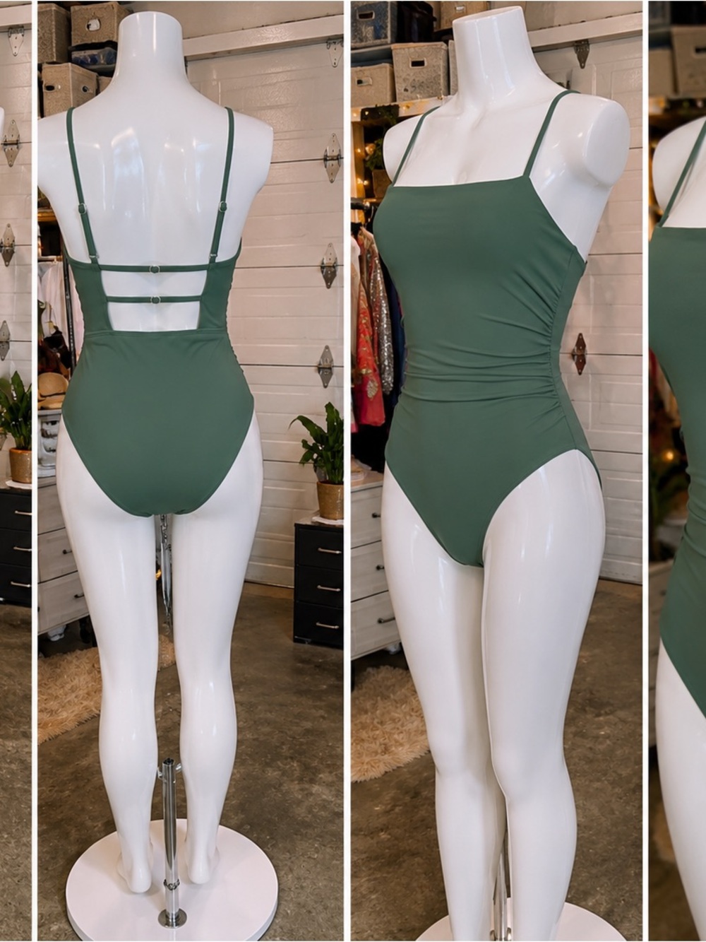 Cupshe Olive Green Ruched One-Piece Swimsuit